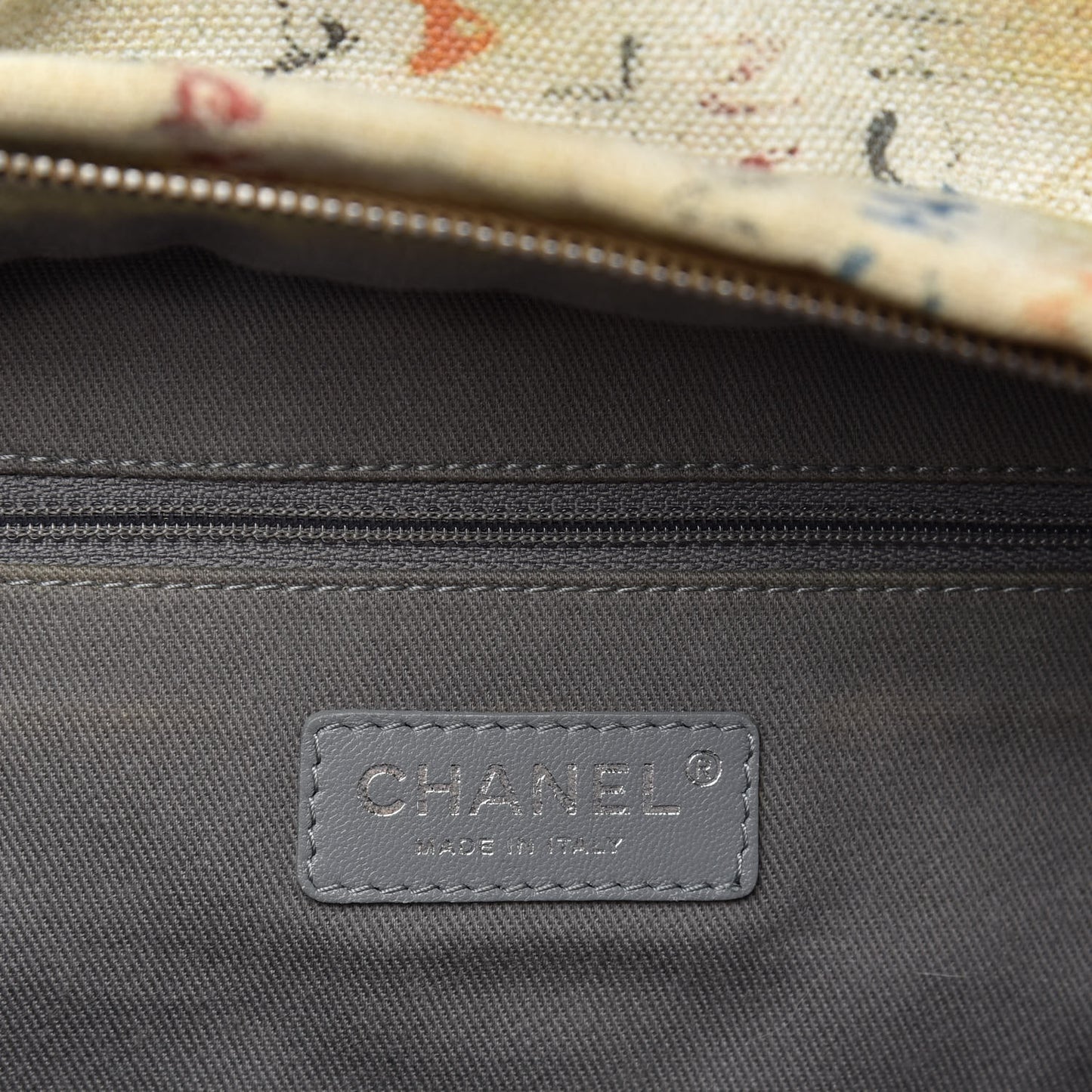 Graffiti Printed Canvas Medium Backpack Beige