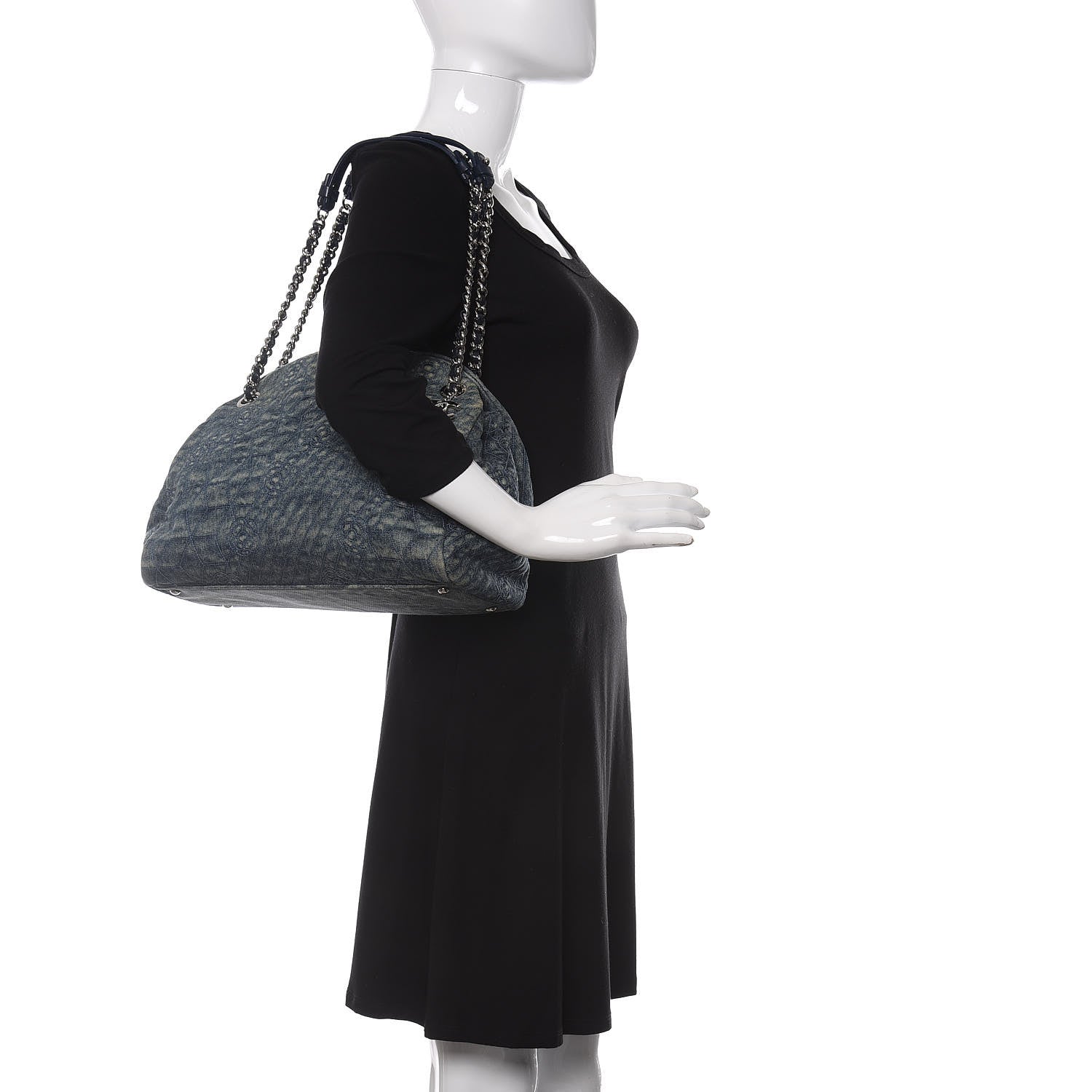 Chanel Denim Camellia Embroidered Large Just Mademoiselle Blue 2 of 10