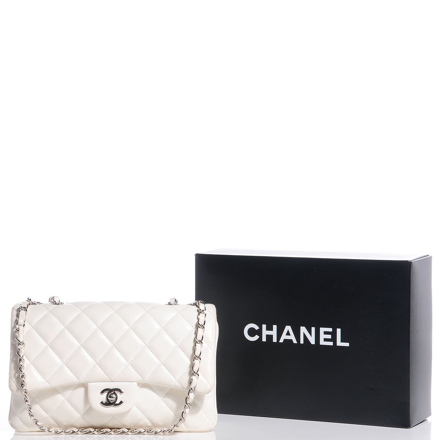 Chanel Lambskin Quilted Medium 3 Flap White 5 of 8