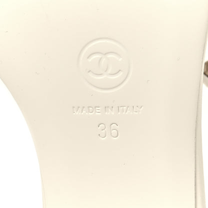 Chanel Lambskin Metal Heart Thong Sandals 36 White 6 of 8