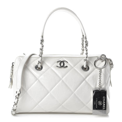 Chanel Calfskin Quilted Small CC Bowling Bag White 1 of 11