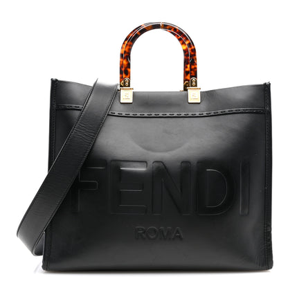 Fendi Vitello King Plexiglass Medium Fendi Sunshine Shopper Tote Black 1 of 13