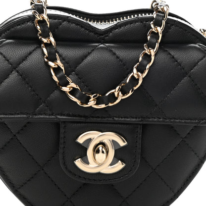 Chanel Lambskin Quilted CC In Love Heart Clutch With Chain Black 8 of 11