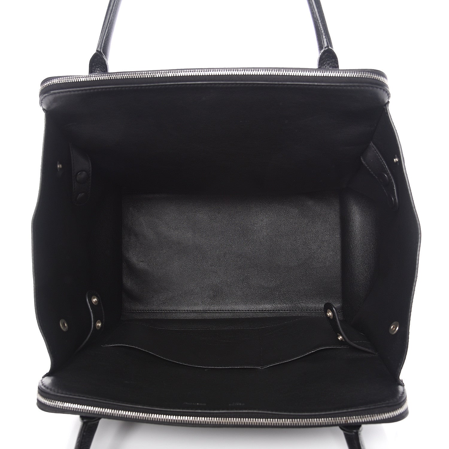 Celine Drummed Calfskin Suede Double Zip Trapeze Black 4 of 10