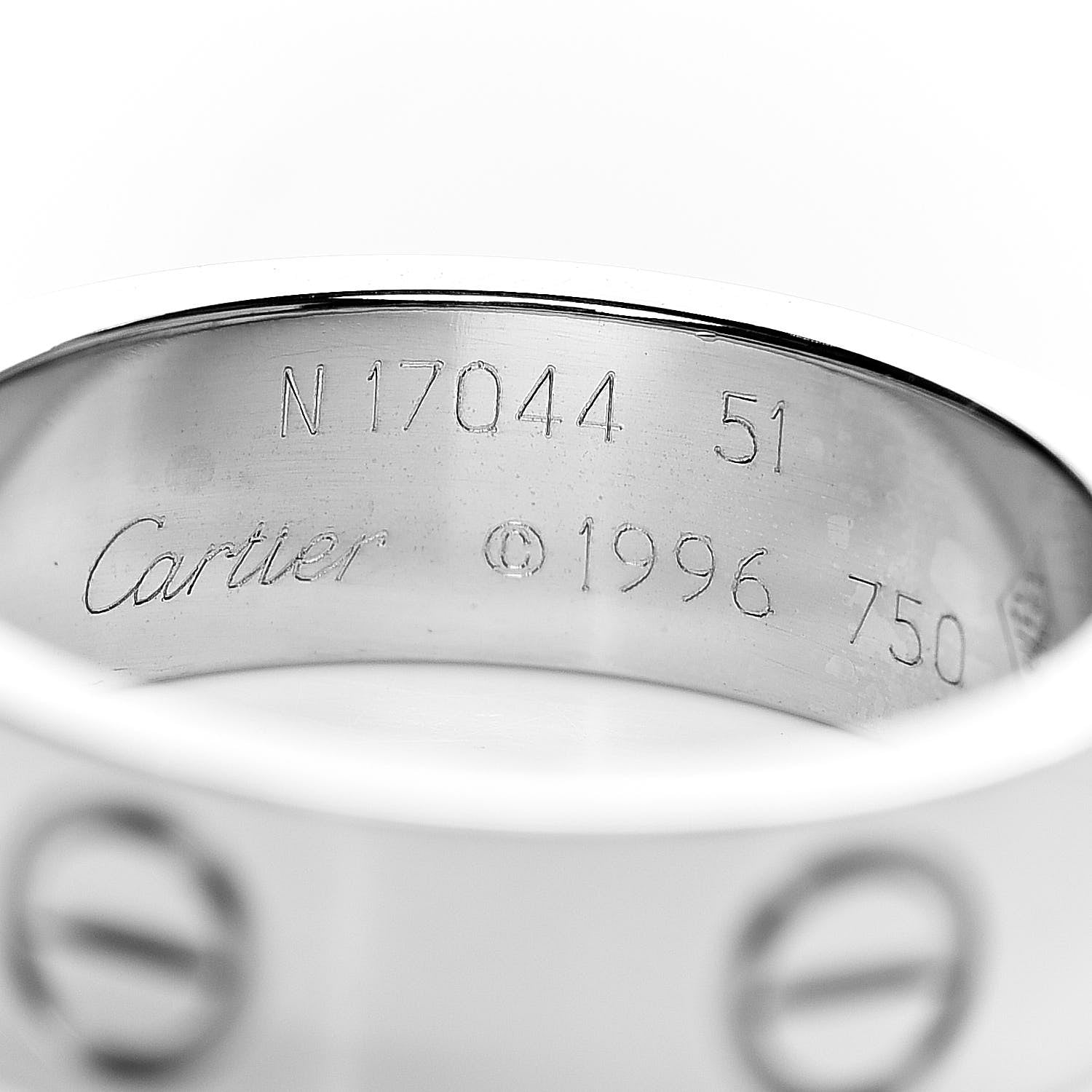 Cartier 18K White Gold 5.5mm LOVE Ring 51 5.75 4 of 5