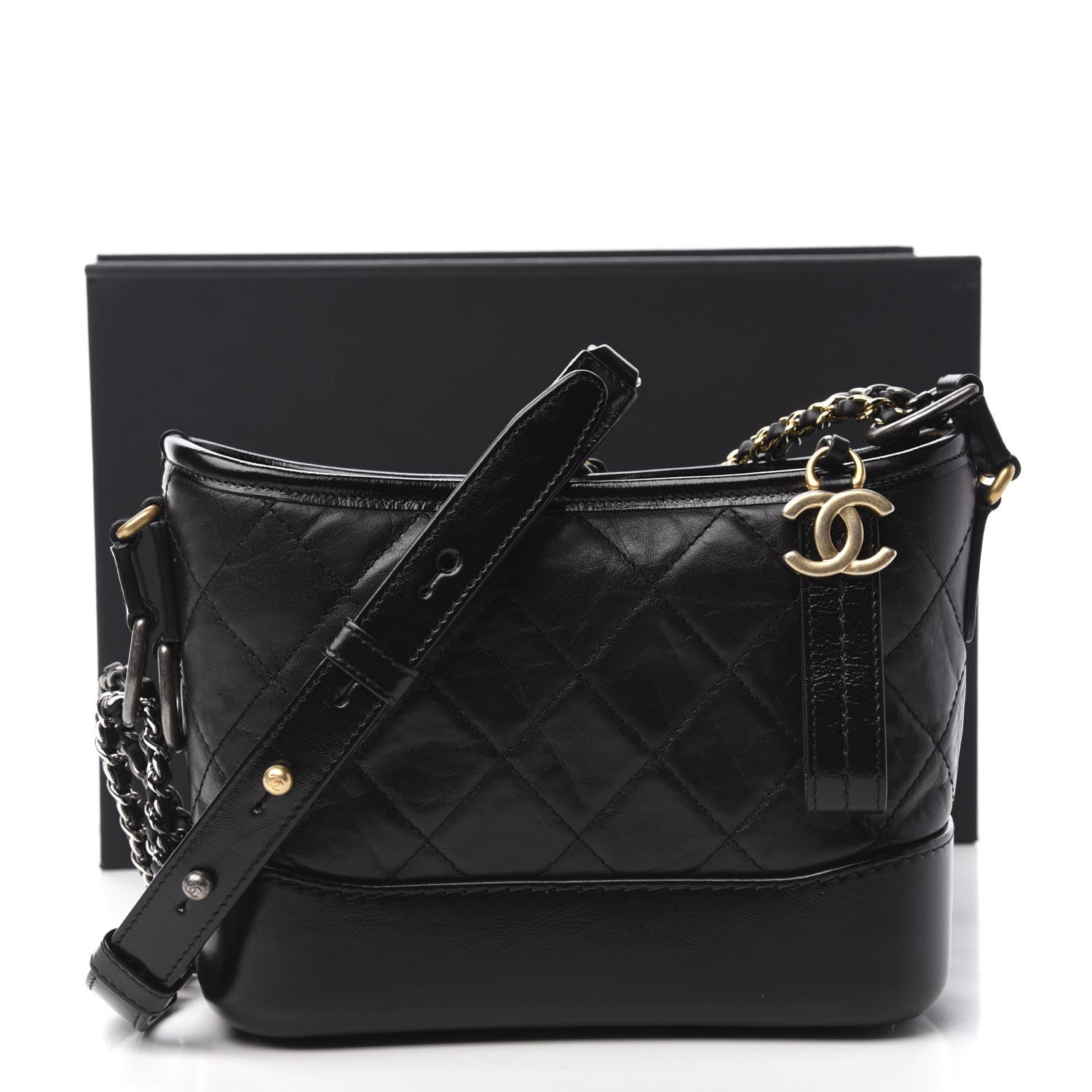 Chanel Aged Calfskin Quilted Small Gabrielle Hobo Black 11 of 11