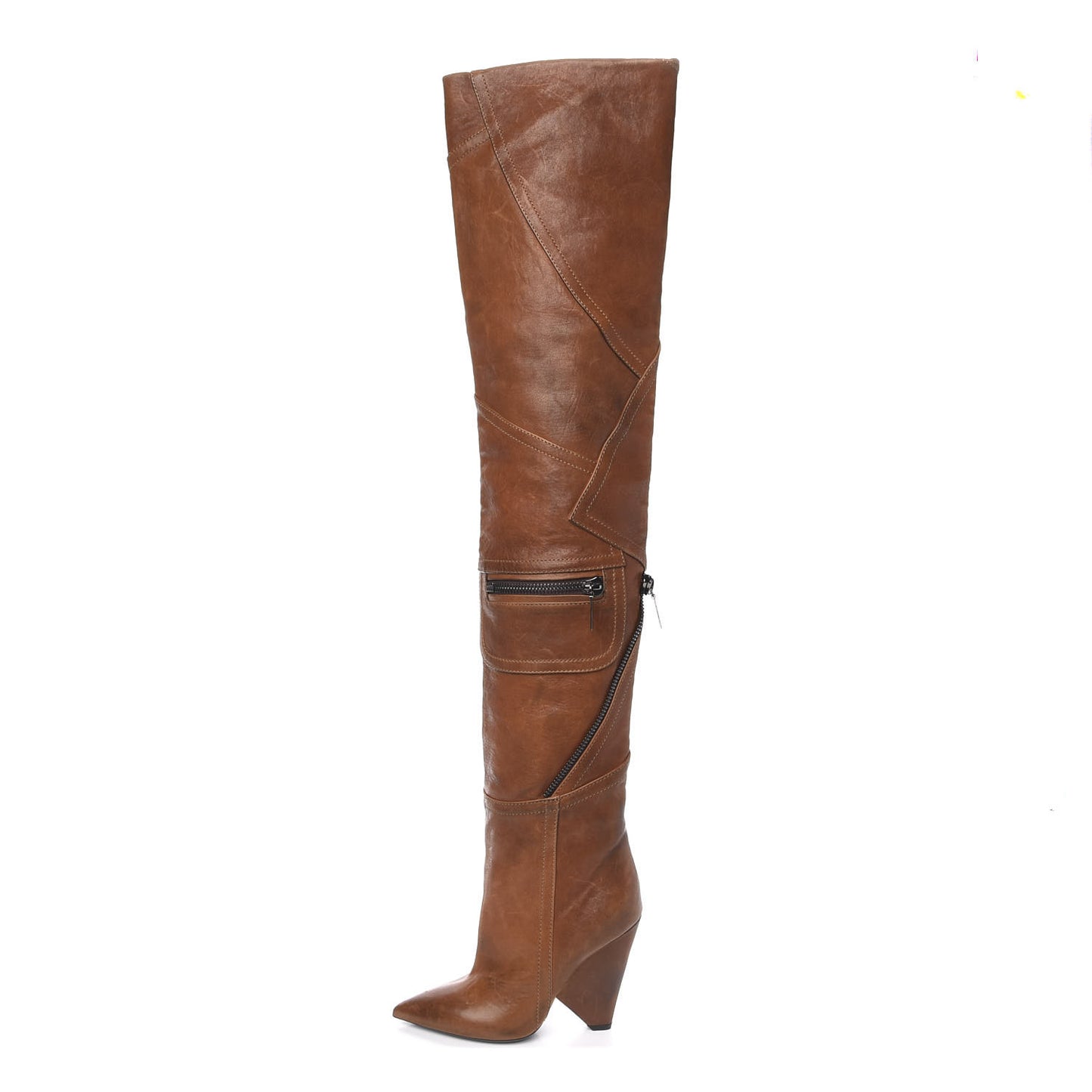 Calfskin Niki Zip Over The Knee Boot 35.5 Brown