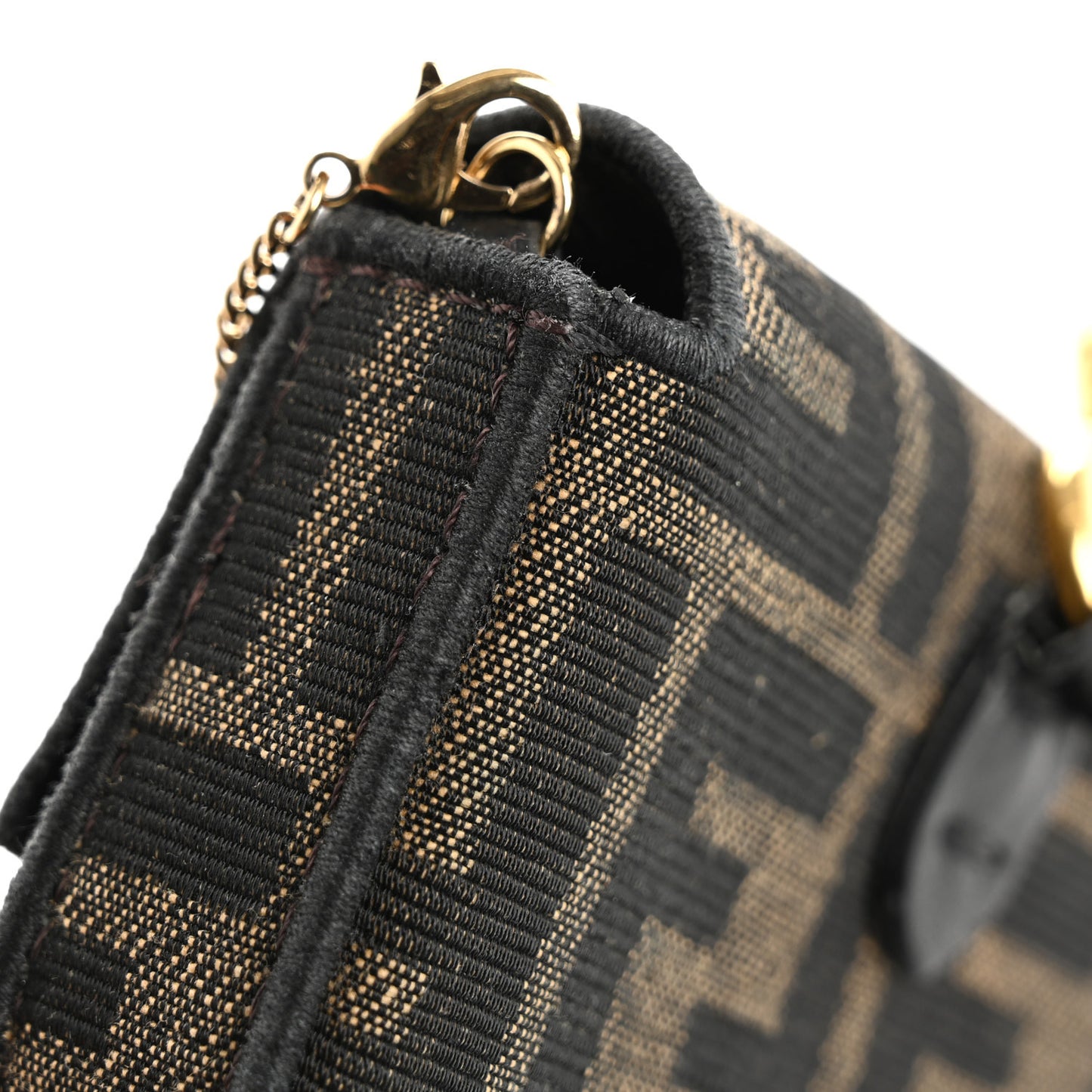 Fabric Jacquard FF 1974 Nano Baguette Charm Tobacco Moro Black