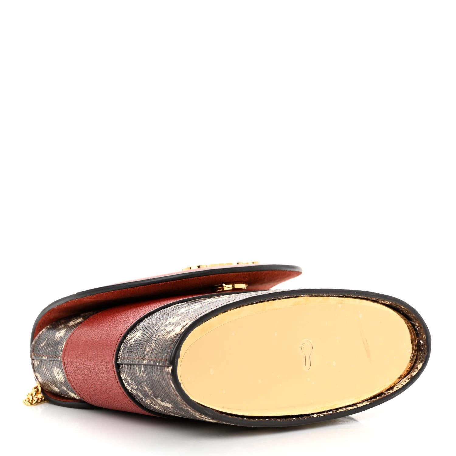 Chloe Calfskin Lizard Embossed Small Aby Lock Sepia Brown 4 of 10