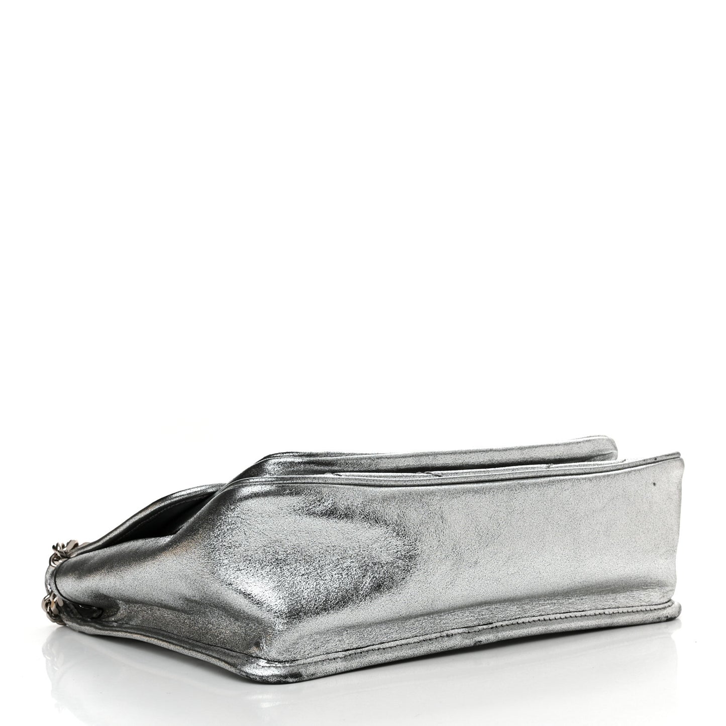 Metallic Lambskin Matelasse Monogram Medium Niki Chain Satchel Argento