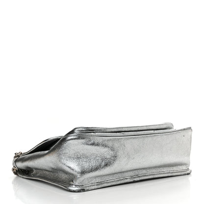 Saint Laurent Metallic Lambskin Matelasse Monogram Medium Niki Chain Satchel Argento 4 of 11