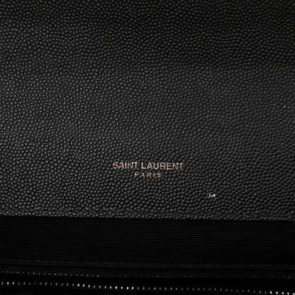 Saint Laurent Grain De Poudre Textured Mixed Matelasse Large Triquilt Monogram Monochrome Satchel Black 6 of 15