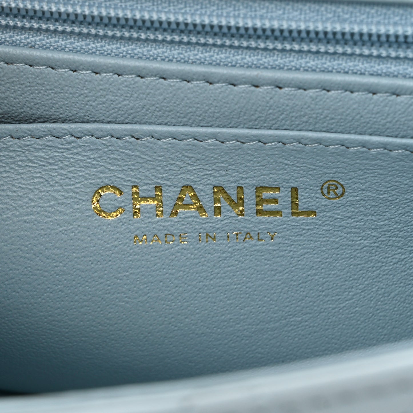 Lambskin Quilted Mini Top Handle Rectangular Flap Light Blue