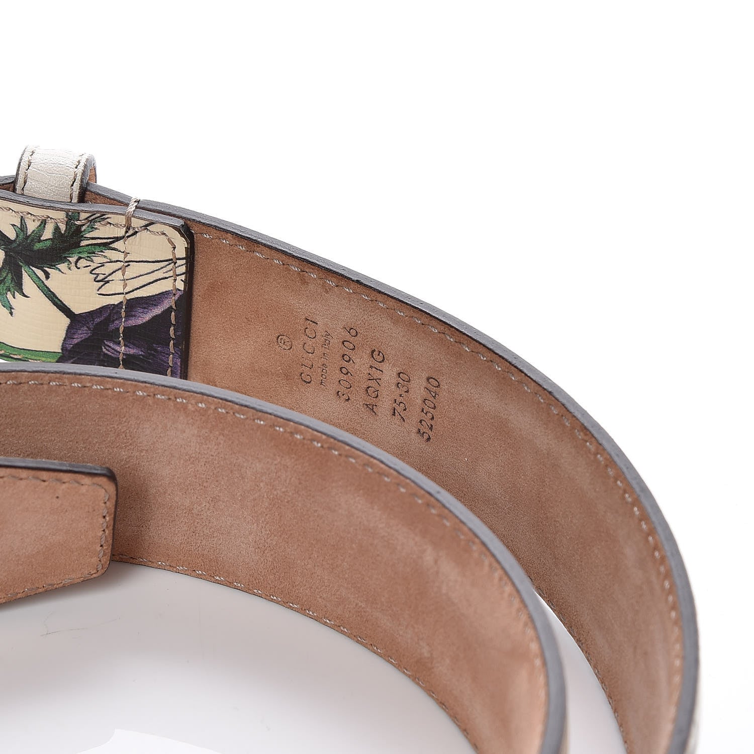 Gucci Calfskin Flora Infinity Print Belt 75 30 Multicolor 4 of 5