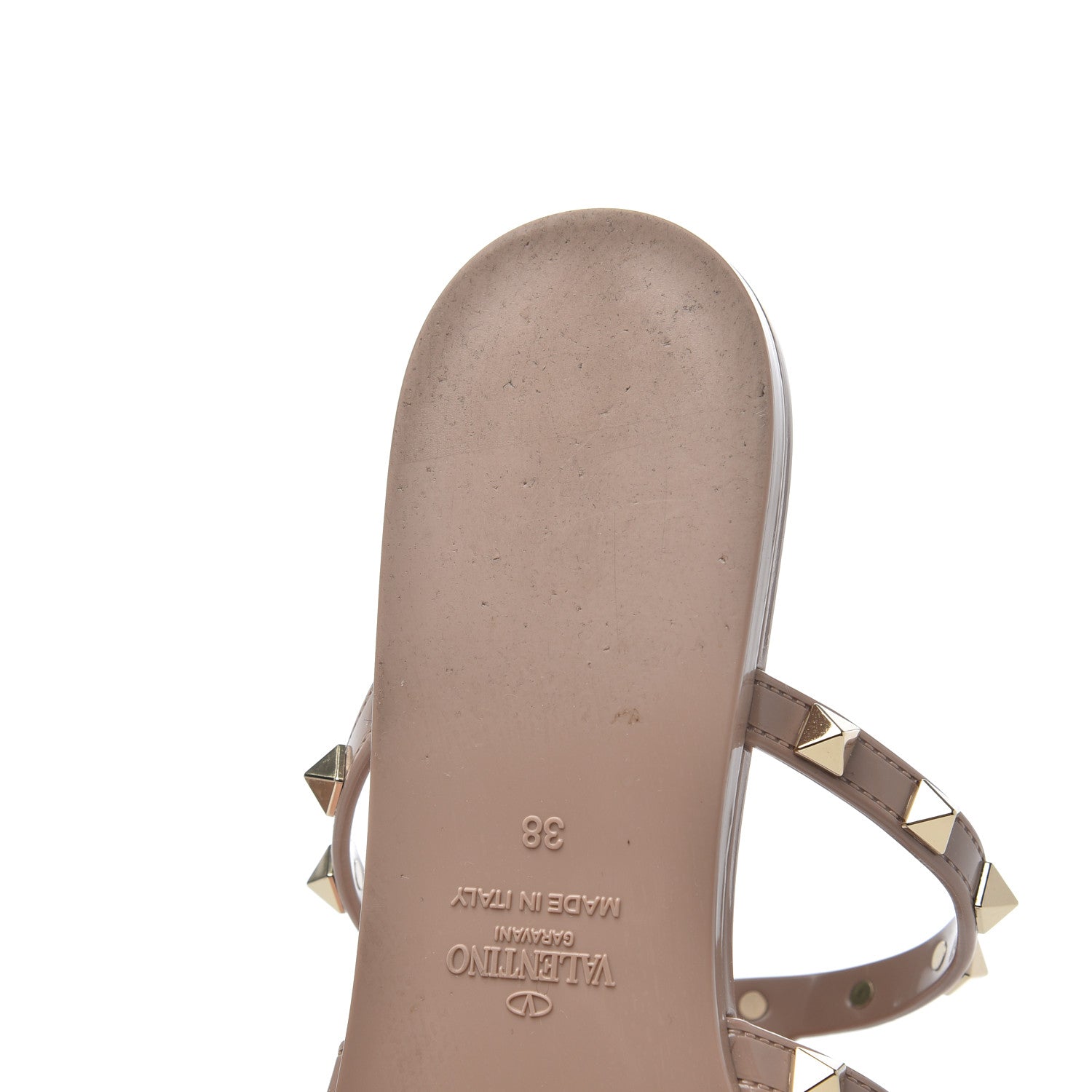 Valentino Garavani PVC Jelly Rockstud Caged Flat Thong Sandals 38 Poudre 10 of 11