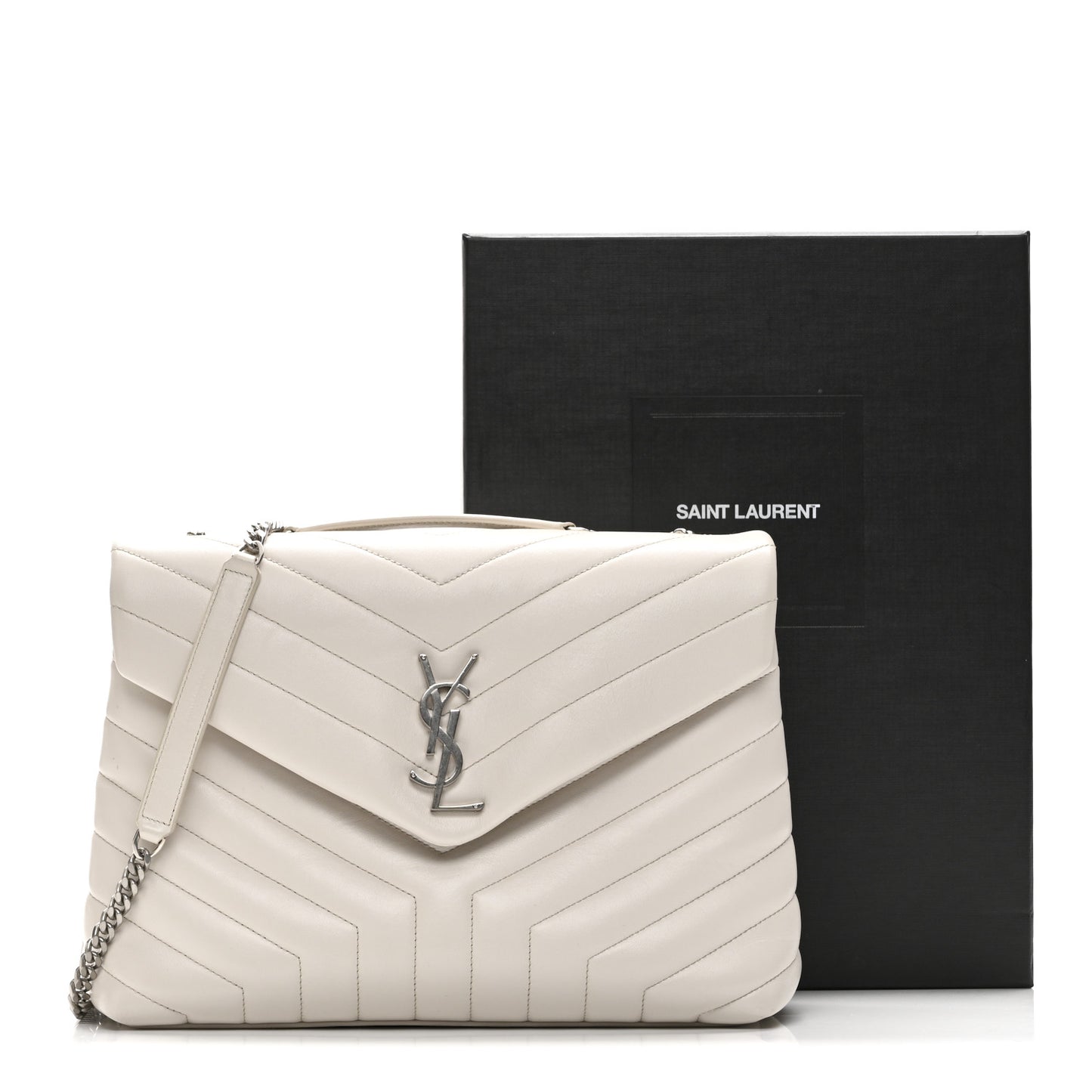 Calfskin Y Quilted Monogram Medium Loulou Chain Satchel Crema Soft