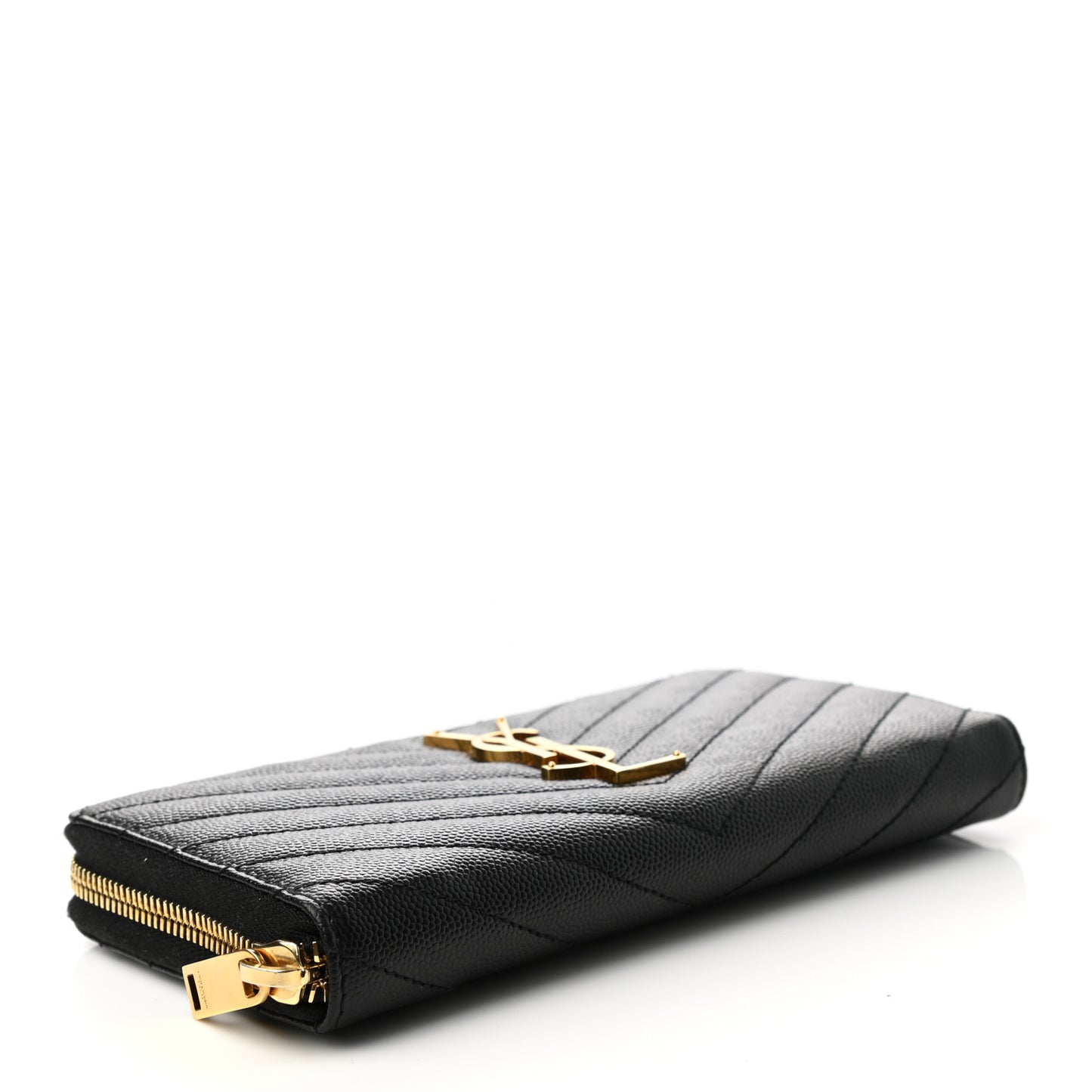 Grain De Poudre Matelasse Chevron Monogram Zip Around Wallet Black