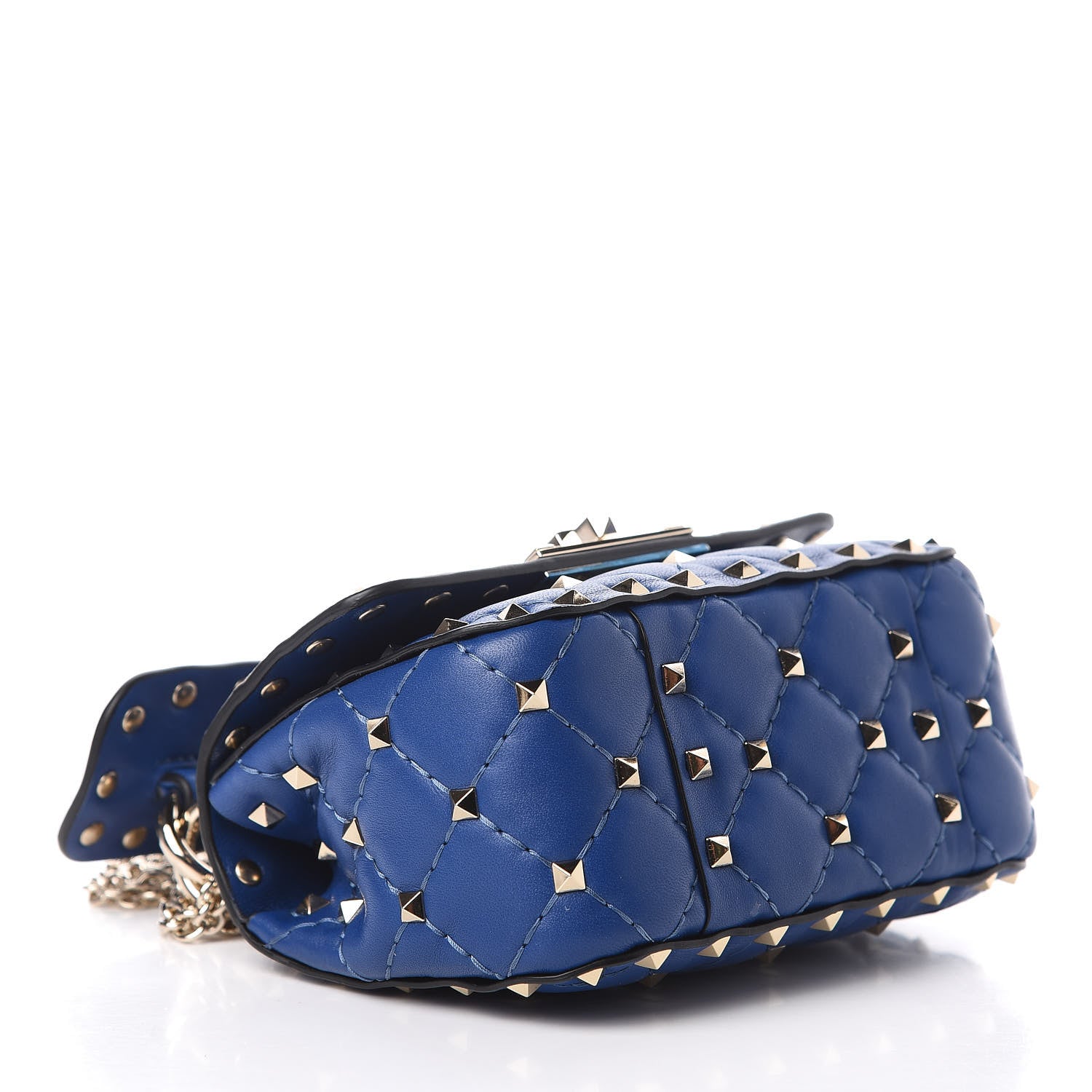Valentino Garavani Nappa Micro Rockstud Spike Shoulder Bag Blue 4 of 10
