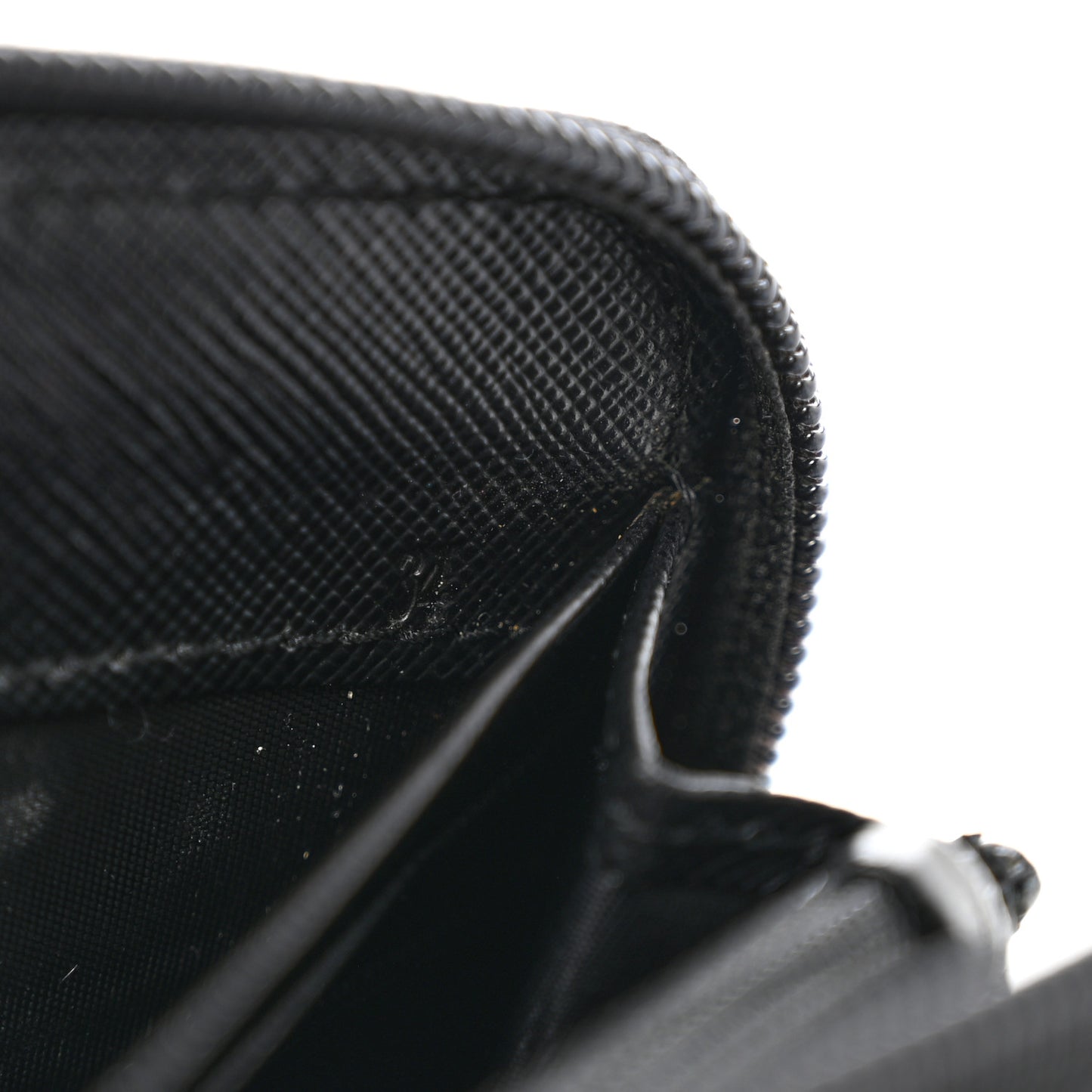 Saffiano Triangle Zip Around Wallet Black