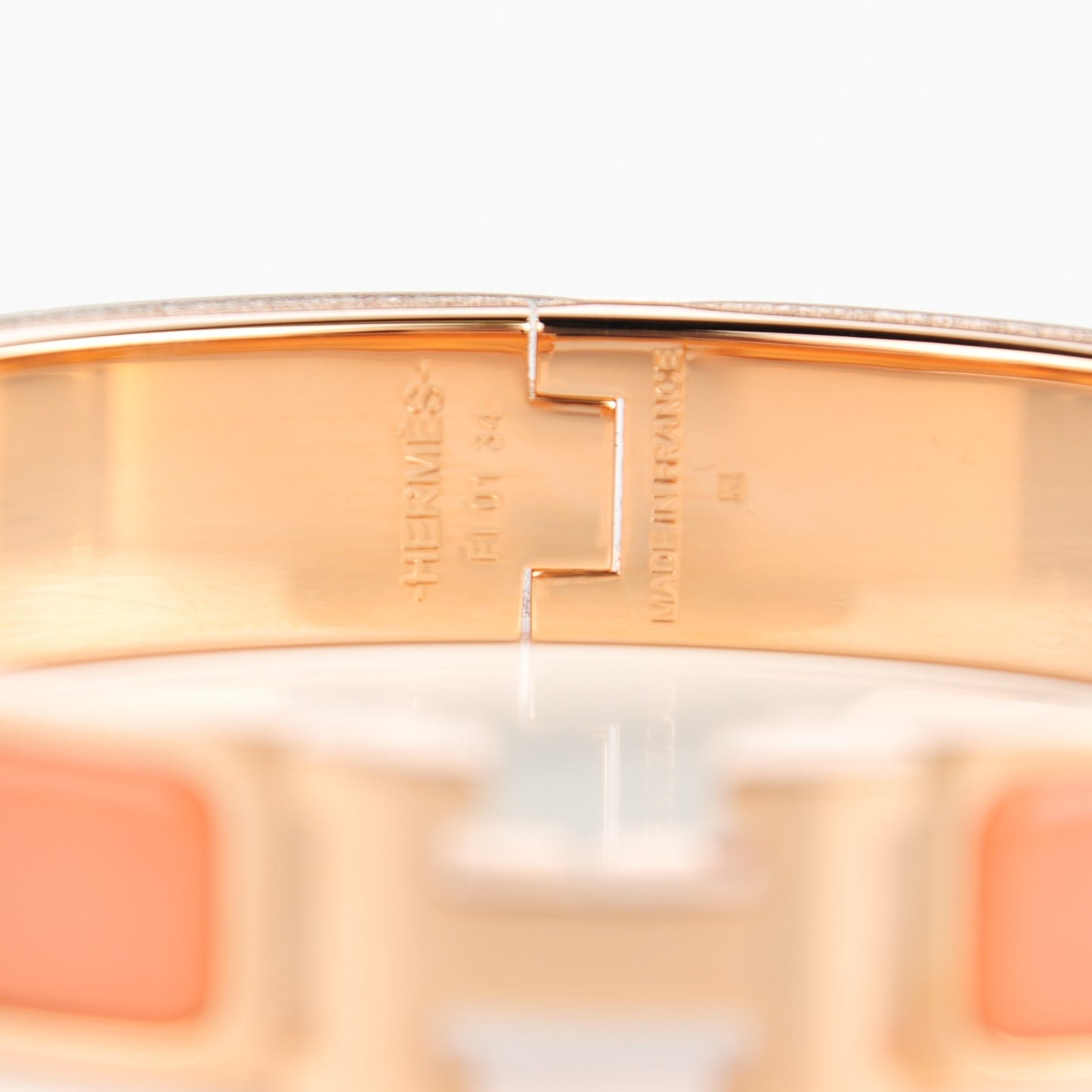Enamel Narrow Clic Clac H Bracelet GM Rose Saumon