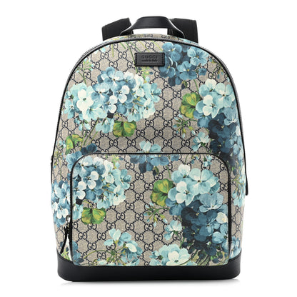 Gucci GG Supreme Monogram Blooms Medium Day Backpack Beige Blue Navy 1 of 10