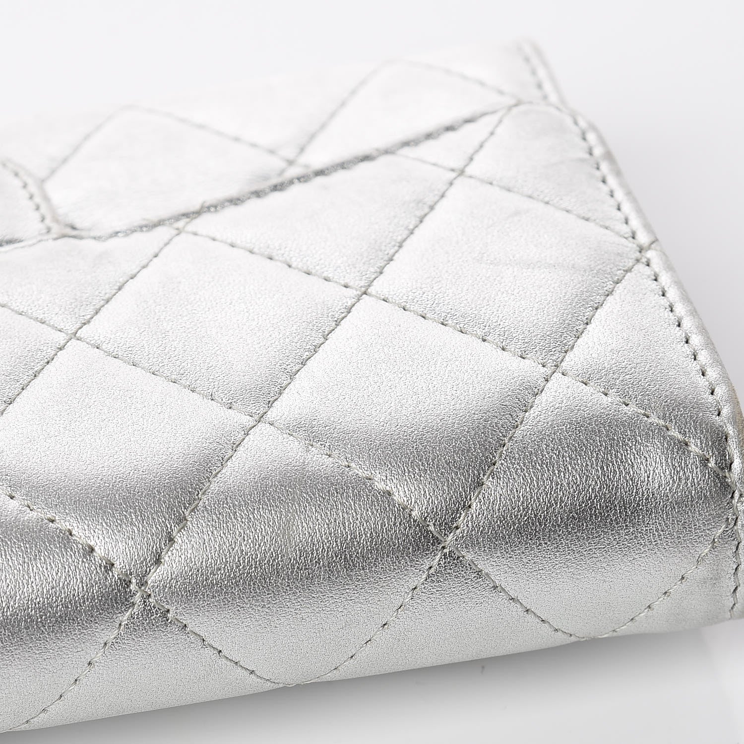 Chanel Metallic Lambskin Quilted Long Flap Wallet Silver 13 of 18