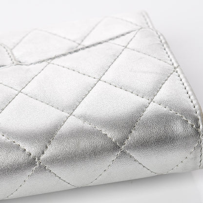 Chanel Metallic Lambskin Quilted Long Flap Wallet Silver 13 of 18