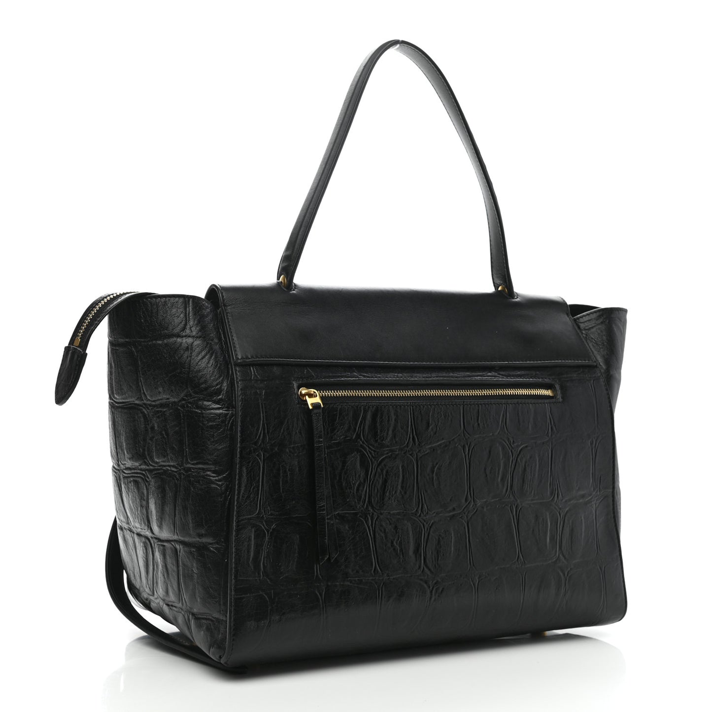 Calfskin Crocodile Embossed Small Belt Bag Black