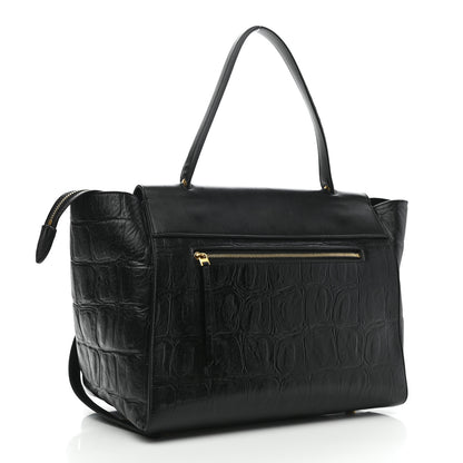 Celine Calfskin Crocodile Embossed Small Belt Bag Black 3 of 9