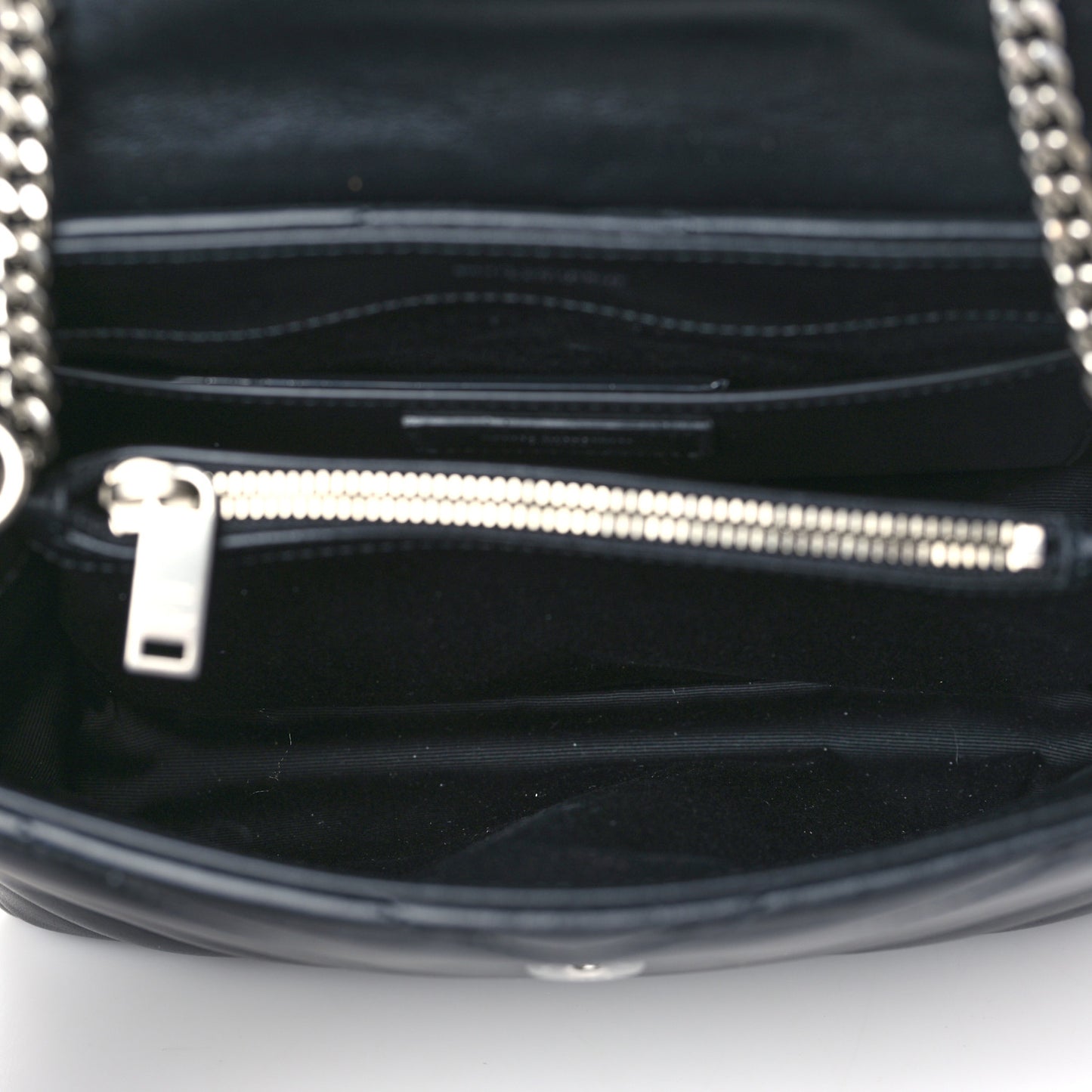 Calfskin Y Quilted Monogram Small Loulou Chain Satchel Black