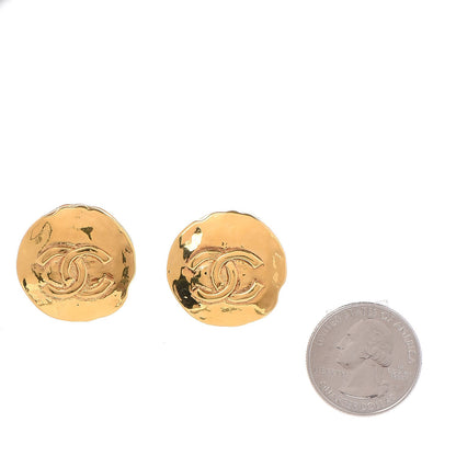 Chanel CC Button Clip On Earrings Gold 2 of 4