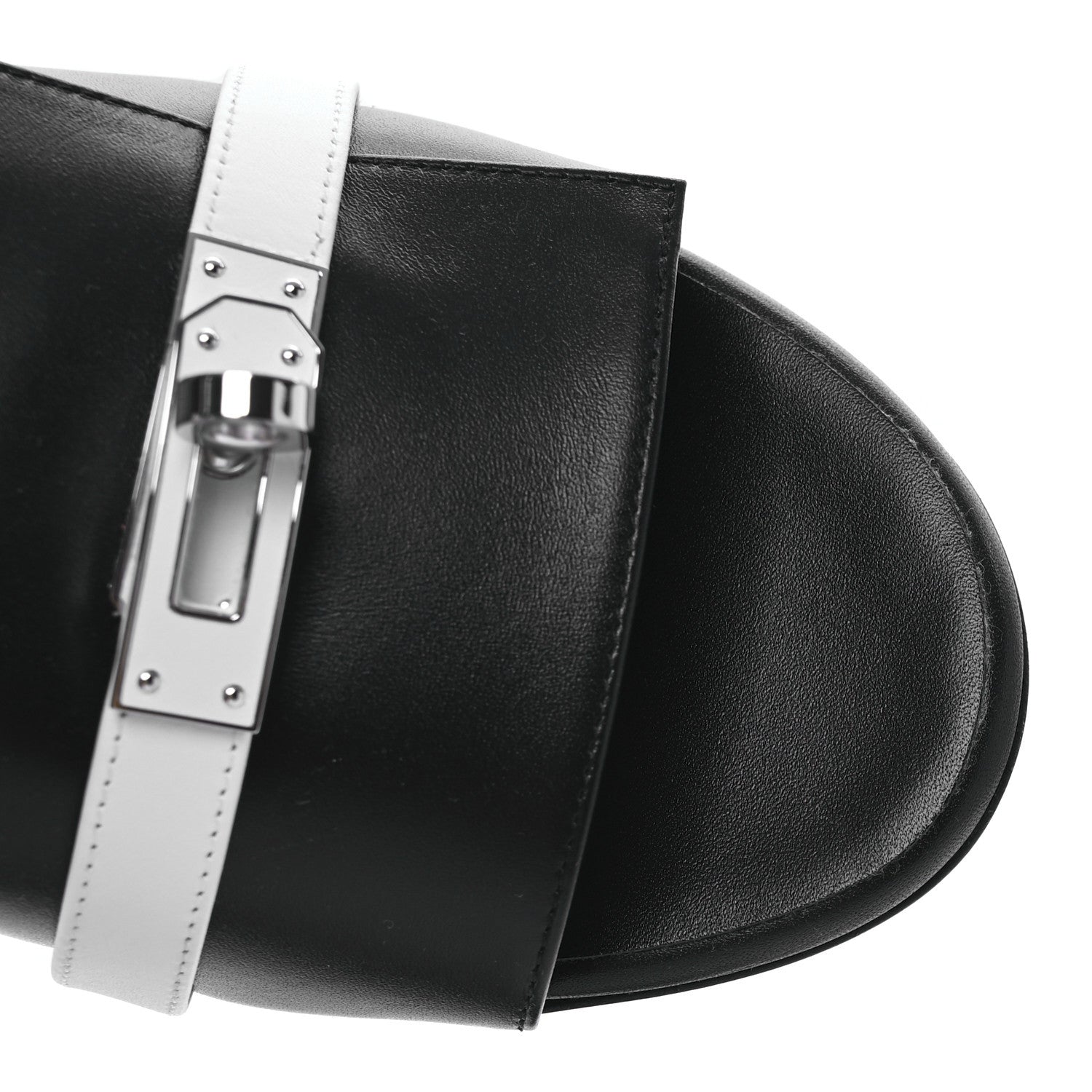 Hermes Calfskin Gigi 50 Sandals 37 White Black 11 of 14