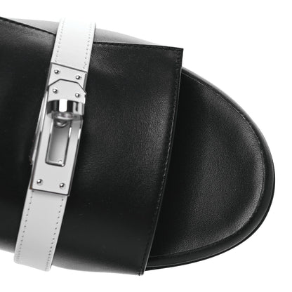 Hermes Calfskin Gigi 50 Sandals 37 White Black 11 of 14