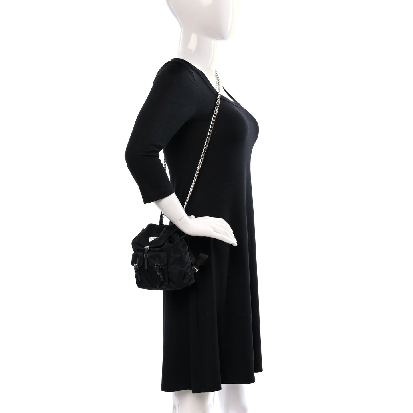 Nylon Vela Mini Crossbody Backpack Black