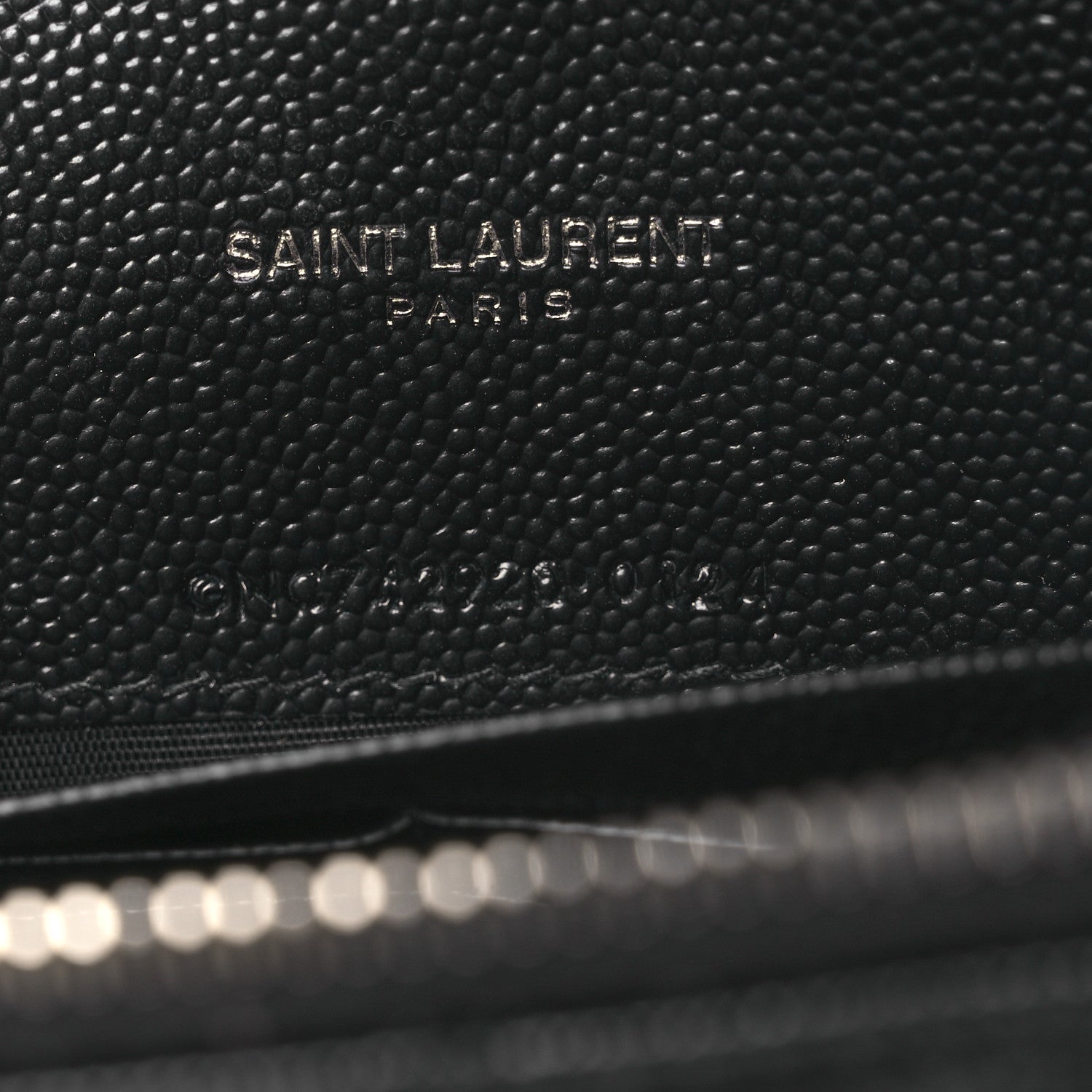 Saint Laurent Grain De Poudre Matelasse Chevron Monogram Chain Wallet Black 7 of 11