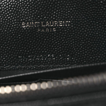 Saint Laurent Grain De Poudre Matelasse Chevron Monogram Chain Wallet Black 7 of 11