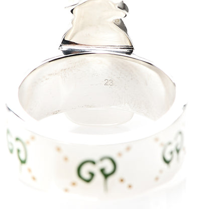Gucci Sterling Silver Enamel GucciGhost Pineapple Ring 63 10.25 3 of 5