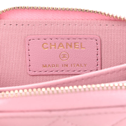Chanel Iridescent Calfskin Quilted Zip Coin Purse Wallet Light Pink 6 of 8