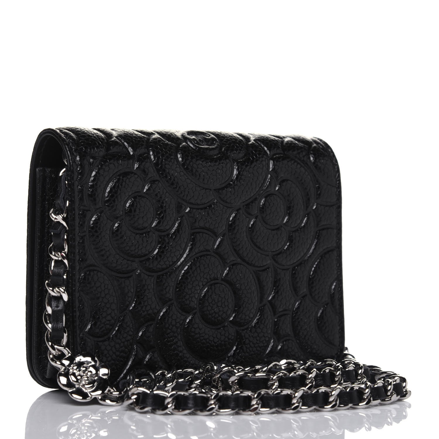 Chanel Caviar Camellia Embossed Chain Belt Bag Black 3 of 11