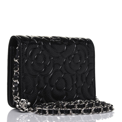 Chanel Caviar Camellia Embossed Chain Belt Bag Black 3 of 11