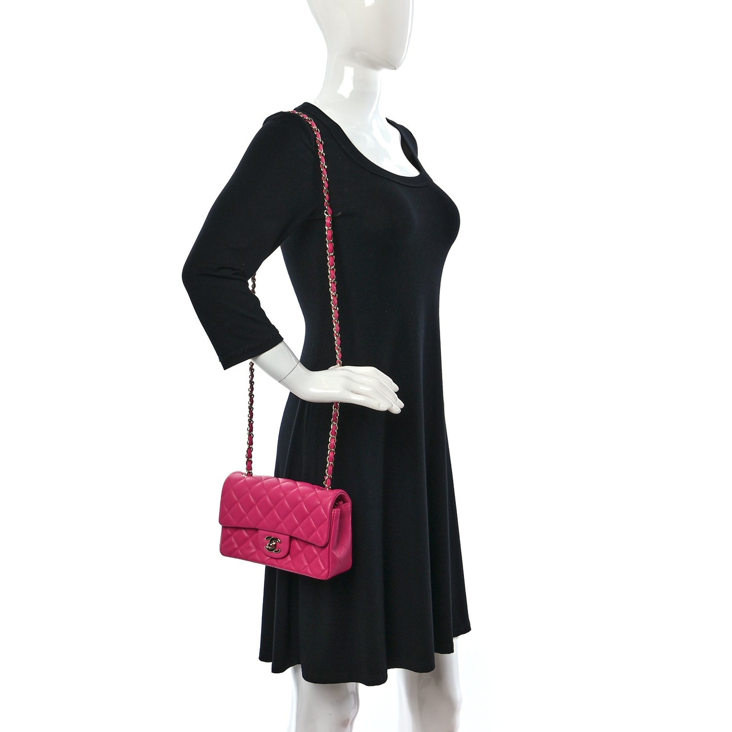 Lambskin Quilted Mini Rectangular Flap Fuchsia