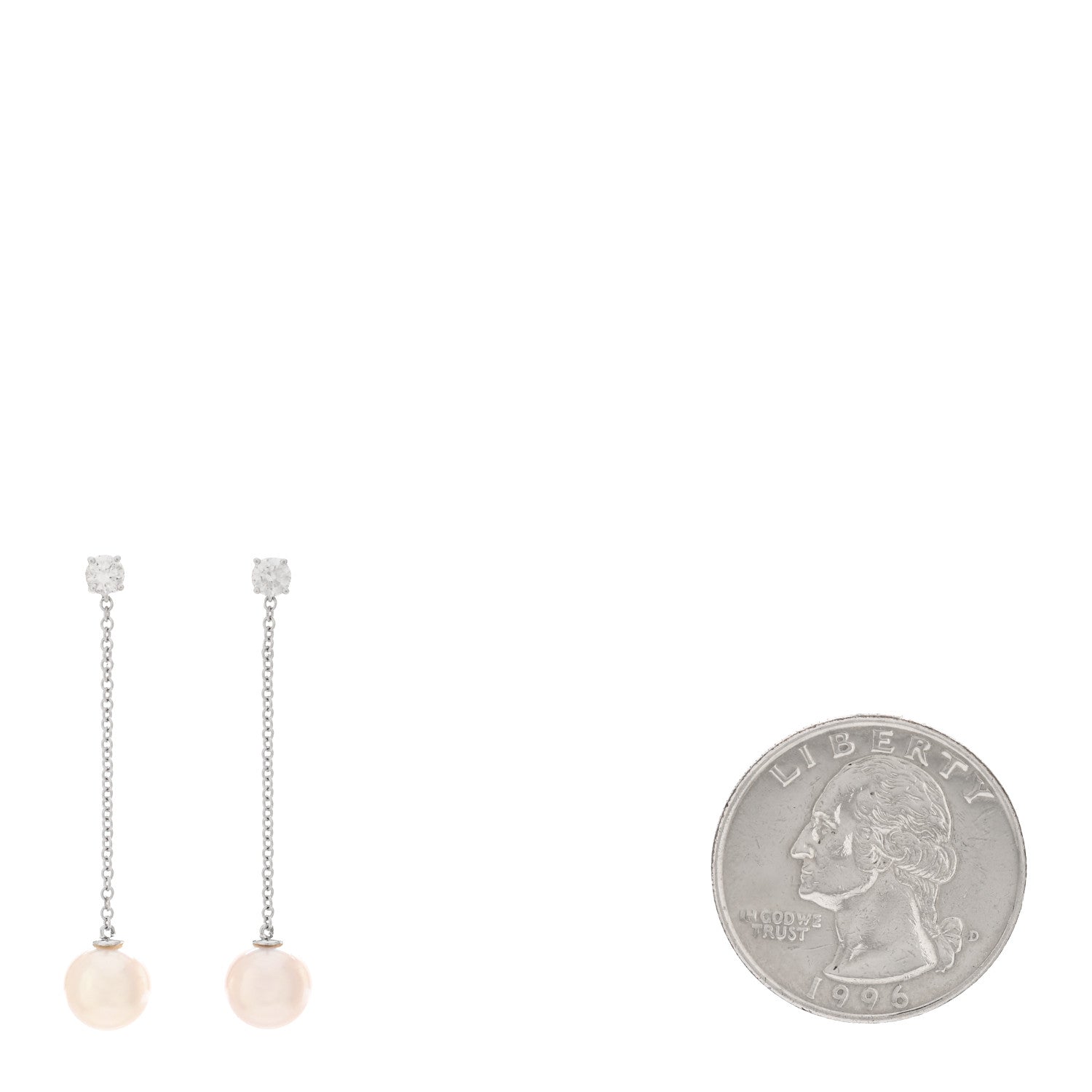 Tiffany 18K White Gold Diamond Akoya Pearl Drop Earrings 2 of 4