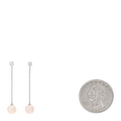 Tiffany 18K White Gold Diamond Akoya Pearl Drop Earrings 2 of 4
