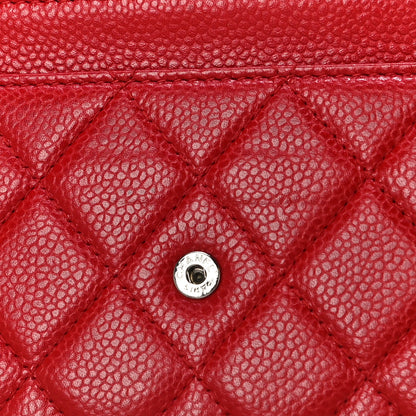 Chanel Caviar Quilted Wallet On Chain WOC Red 14 of 14