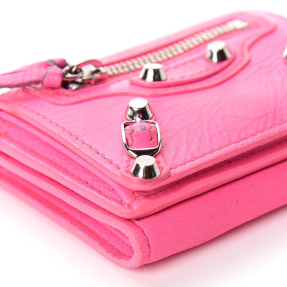 Balenciaga Agneau Arena Classic Hardware Mini Wallet Rose Fluo 8 of 12