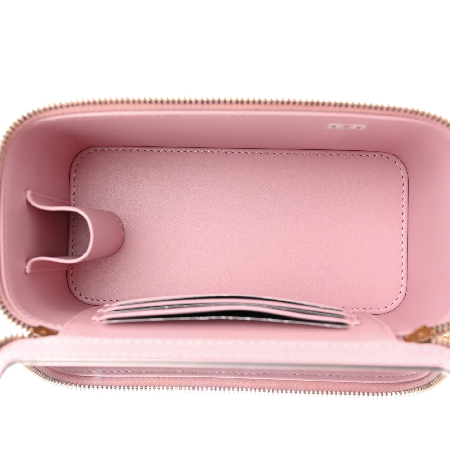 Lambskin Resin Quilted Vanity Case With Chain Light Pink