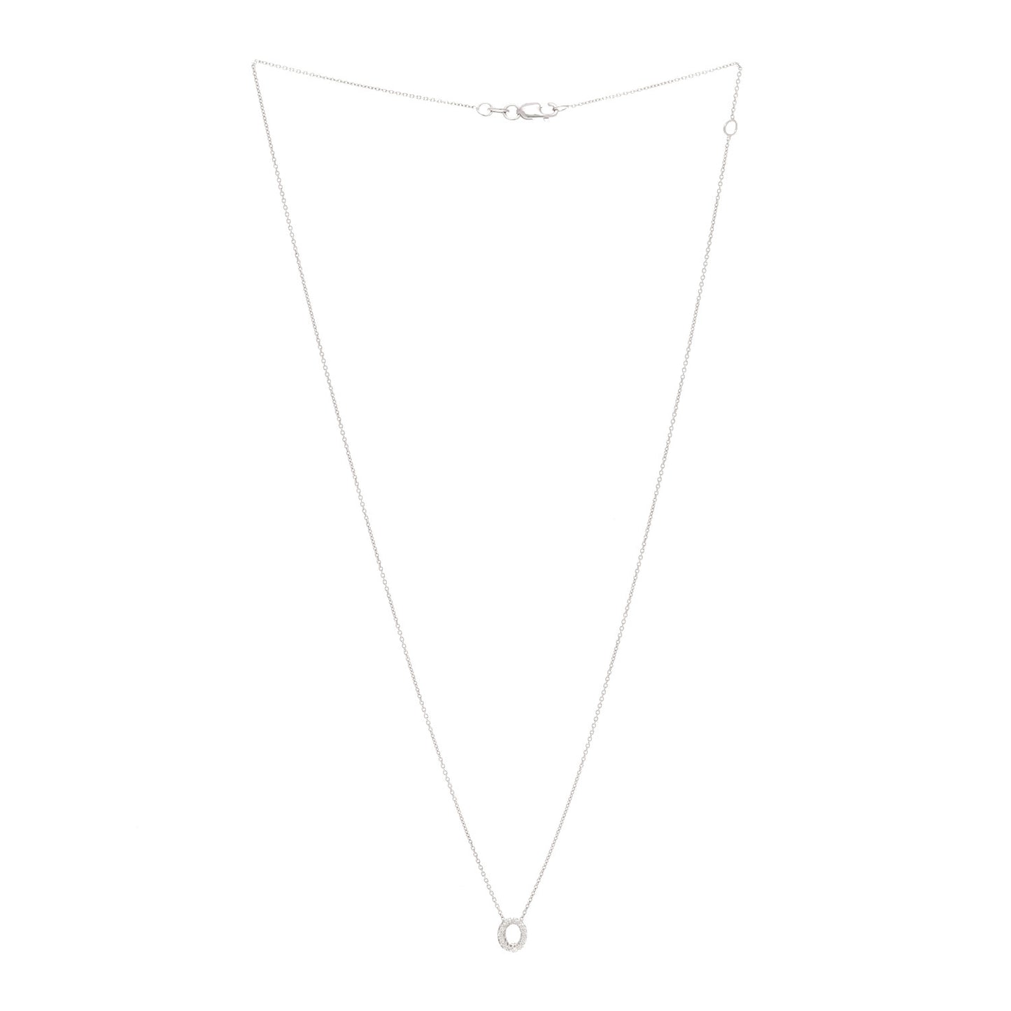 18K White Gold Diamond Love Letter O Pendant Necklace