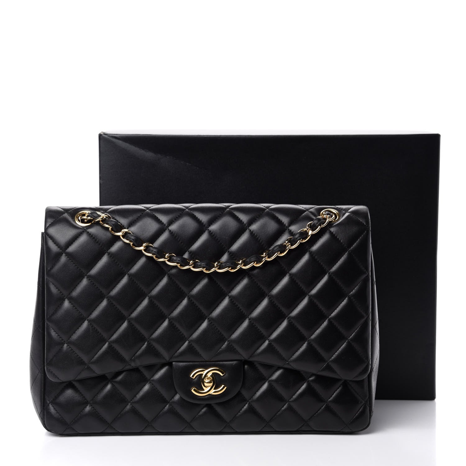 Chanel Lambskin Quilted Maxi Single Flap Black 13 of 13