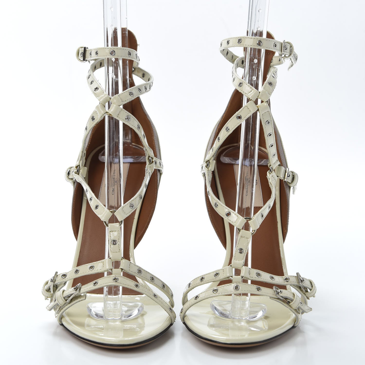 Valentino Garavani Patent Love Latch 100mm Sandals 38 Light Ivory Poudre 2 of 9
