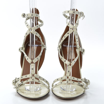 Valentino Garavani Patent Love Latch 100mm Sandals 38 Light Ivory Poudre 2 of 9